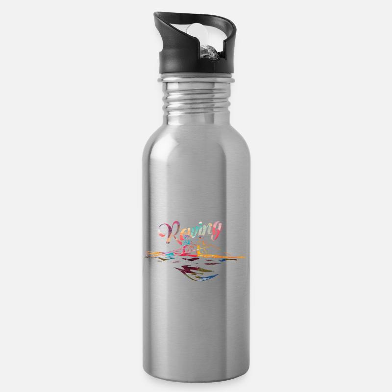 Rudern Geschenk - Trinkflasche mit integriertem Trinkhalm - Lightsilver