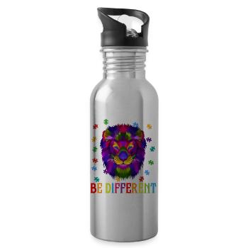 Seien Sie anders - Austism Puzzle ASD Support Lion - Trinkflasche mit integriertem Trinkhalm - Lightsilver - Rechts