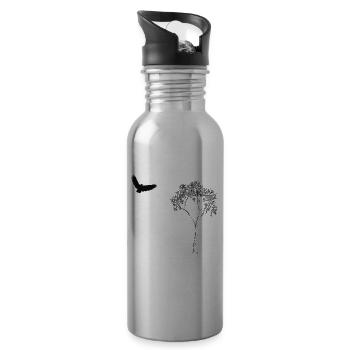 Nature oiseau arbre nature liberté - Gourde avec paille intégrée - argent clair - Droite