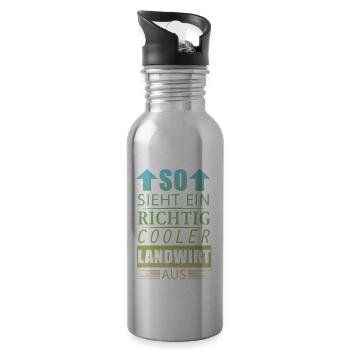 Cooler Bester Landwirt Geburtstag Geschenk Herren - Trinkflasche mit integriertem Trinkhalm - Lightsilver - Rechts