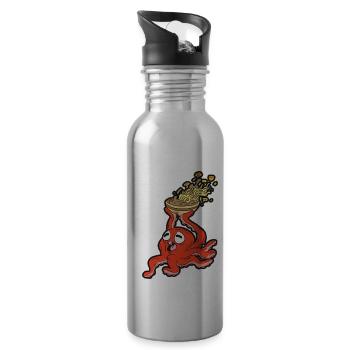 OKTUPOS RAMEN Nudeln Japanisches Essen Humor - Trinkflasche mit integriertem Trinkhalm - Lightsilver - Rechts