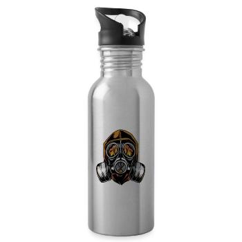 Gas mask disaster plague - Water bottle with straw - silver - Right
