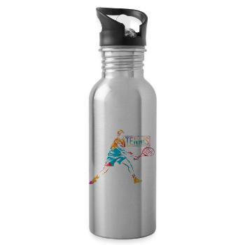 Tennis Sport Gift - Water bottle with straw - silver - Right