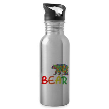 Papa Bear - Einzigartiger Autismus unterstützt autistischen Vater - Trinkflasche mit integriertem Trinkhalm - Lightsilver - Rechts