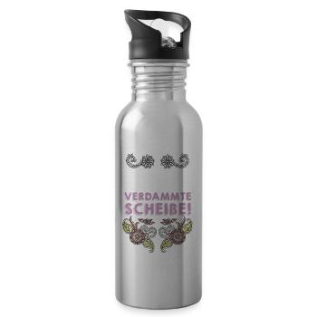 Entspann Dich Endlich, Verdammte Scheiße Geschenk! - Trinkflasche mit integriertem Trinkhalm - Lightsilver - Rechts