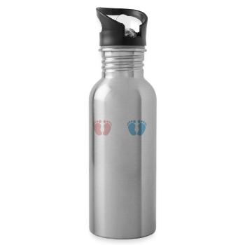 Heartbeat EKG twin mother twin father tea - Water bottle with straw - silver - Right