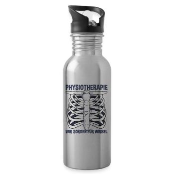 Physiotherapie Wir sorgen für Wirbel - Trinkflasche mit integriertem Trinkhalm - Lightsilver - Rechts