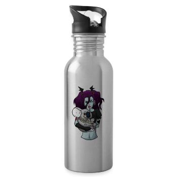 Zombie Monster Undead Koala Creature Halloween - Water bottle with straw - silver - Right