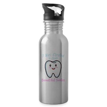 Funny saying for dentists and orthodontists - Water bottle with straw - silver - Right