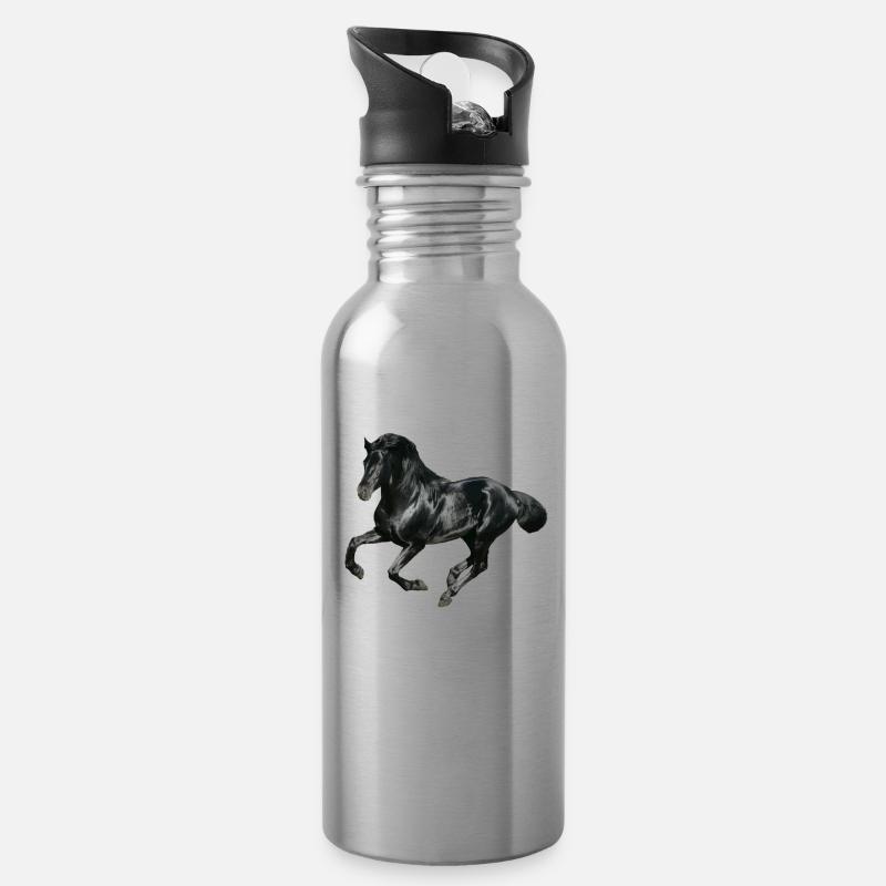 cheval - Gourde avec paille intégrée - argent clair