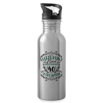 Geburtstag kein Neid 40 Geburtstag - Trinkflasche mit integriertem Trinkhalm - Lightsilver - Rechts
