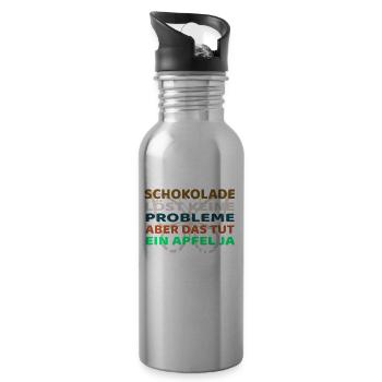 Schokolade löst keine Probleme - Trinkflasche mit integriertem Trinkhalm - Lightsilver - Rechts