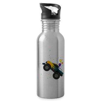 6. Geburtstag Junge 6 Jahre Monster Truck - Trinkflasche mit integriertem Trinkhalm - Lightsilver - Rechts