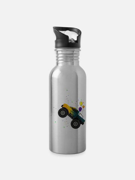 5. Geburtstag Shirt Junge 5 Jahre Monster Truck - Trinkflasche mit integriertem Trinkhalm - Lightsilver
