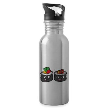 VERY RICE TO MEET YOU sushi fan humor saying - Water bottle with straw - silver - Right