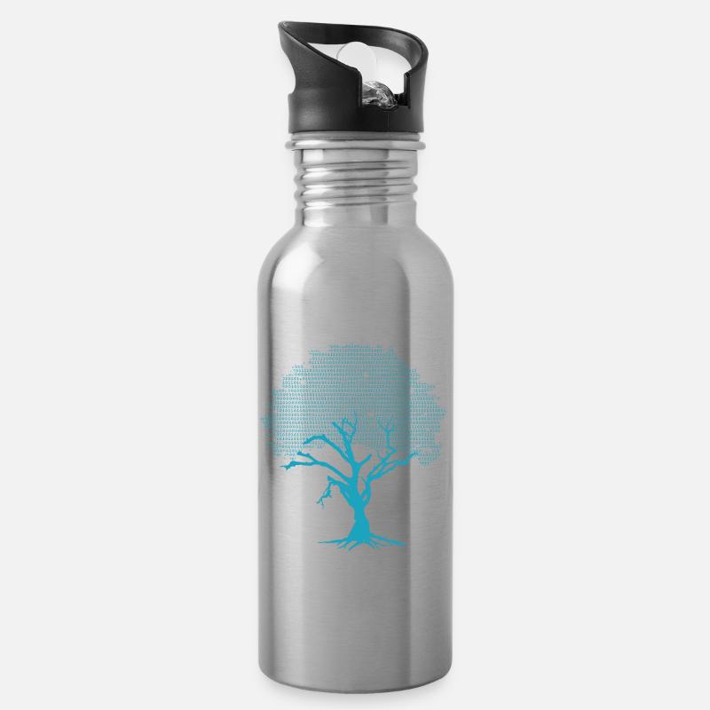 Binary Coding Tree Geschenk Design Idea Grafik - Trinkflasche mit integriertem Trinkhalm - Lightsilver