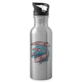Cadeau Axolotl chose vivante sous-marine Axolotl - Gourde avec paille intégrée - argent clair - Droite