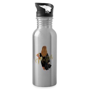 Master Abschluss Uni Absolvent Frauen - Trinkflasche mit integriertem Trinkhalm - Lightsilver - Rechts
