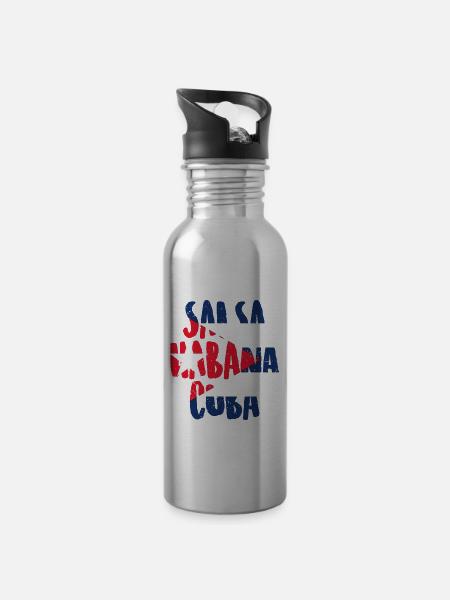 Salsa La Havane Cuba - Gourde avec paille intégrée - argent clair