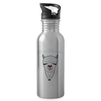 Kleine Schwester Geschenk Lama Alpaka - Trinkflasche mit integriertem Trinkhalm - Lightsilver - Rechts