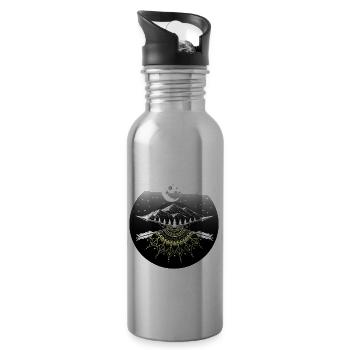 Moon night nature nature person gift - Water bottle with straw - silver - Right