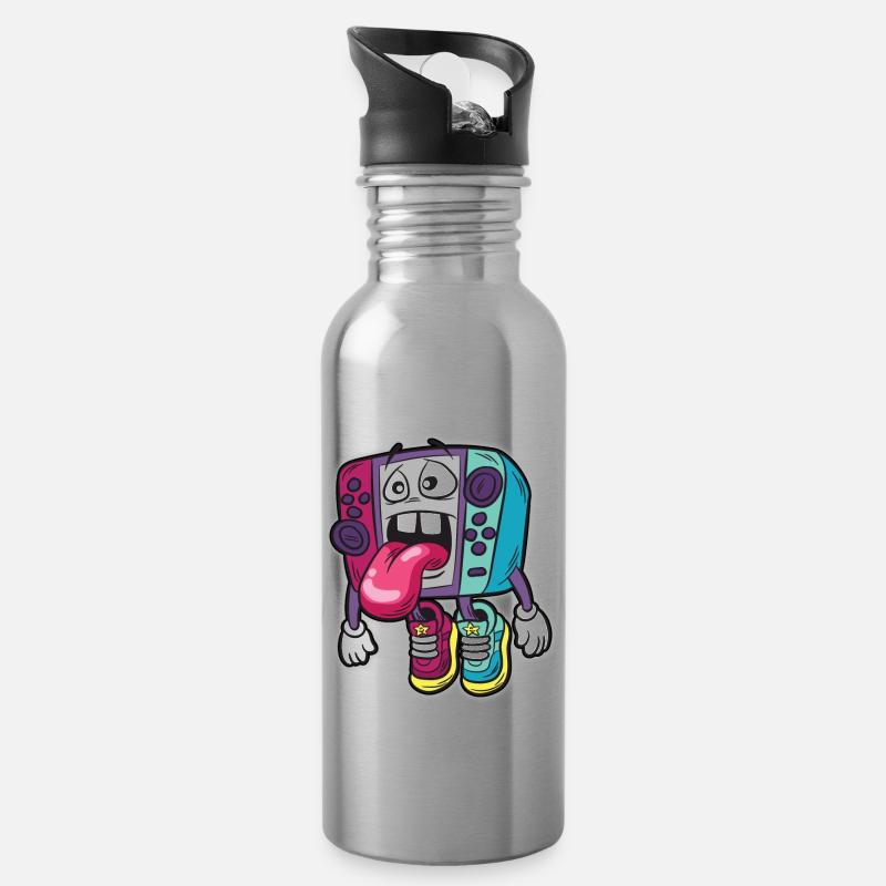 Gamer Humor Lustiger Cartoon Comic Controller - Trinkflasche mit integriertem Trinkhalm - Lightsilver