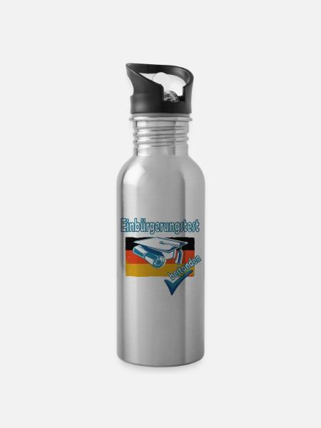 Integrationskurs Deutsch Einbürgerung Geschenk - Trinkflasche mit integriertem Trinkhalm - Lightsilver