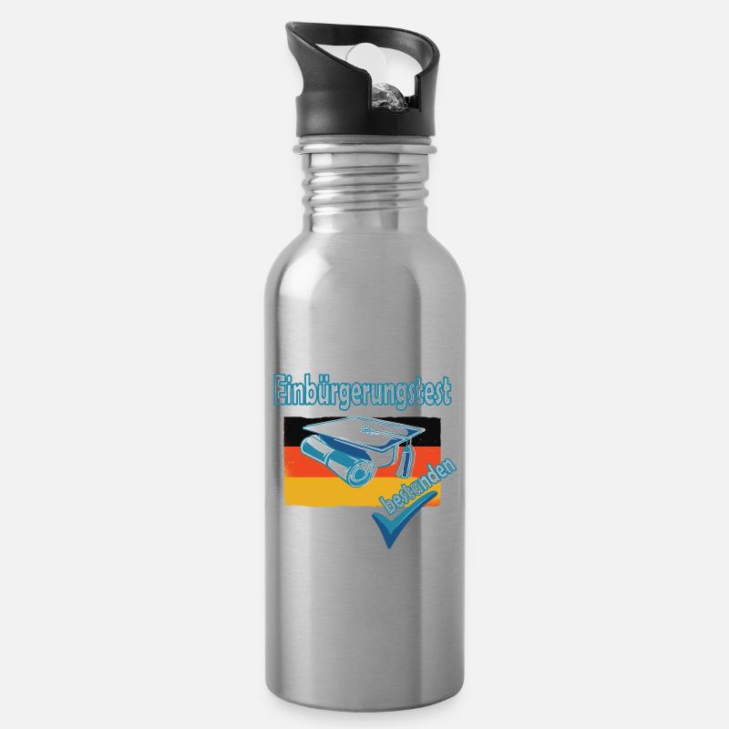 Integrationskurs Deutsch Einbürgerung Geschenk - Trinkflasche mit integriertem Trinkhalm - Lightsilver