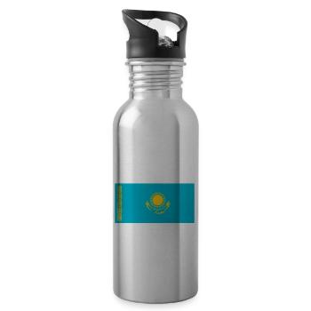 Kasachstan Kasachische Flagge Sommer Urlaub - Trinkflasche mit integriertem Trinkhalm - Lightsilver - Rechts