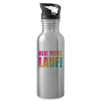 Heul nicht, Lauf! - Laufen, Joggen, Sport, Rennen - Trinkflasche mit integriertem Trinkhalm - Lightsilver - Rechts