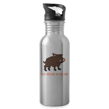 Wildschwein Wildsau Spruch Lustig - Trinkflasche mit integriertem Trinkhalm - Lightsilver - Rechts