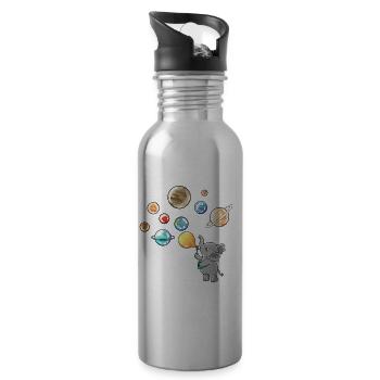 Sonnenystem Planeten Elefant Luftballons - Trinkflasche mit integriertem Trinkhalm - Lightsilver - Rechts