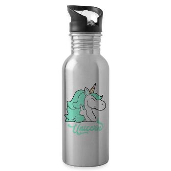Cute unicorn middle finger - Water bottle with straw - silver - Right