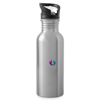 Baby shower pregnancy pregnant baby bump baby - Water bottle with straw - silver - Right