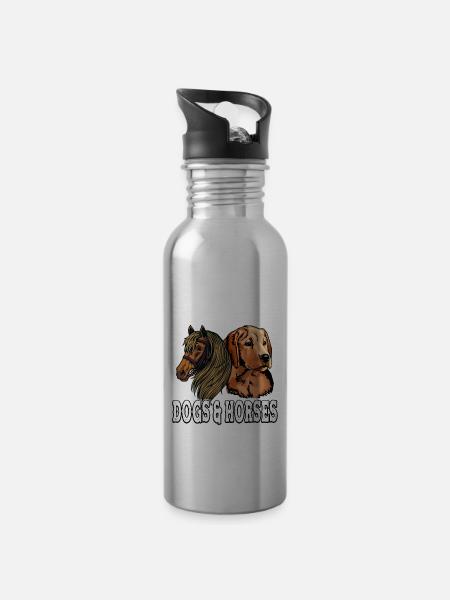 Leicht abgelenkt von Hunden und Pferden - Trinkflasche mit integriertem Trinkhalm - Lightsilver