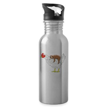 Chemise de paresseuse drôle - Chemise de poulet - Sloth Lover Gi - Gourde avec paille intégrée - argent clair - Droite