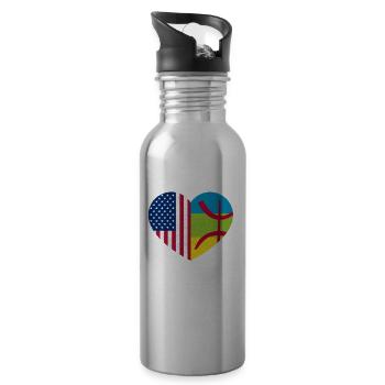 Amazigh Kabyle American Pride Heart Tamazgha USA - Gourde avec paille intégrée - argent clair - Droite