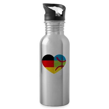 Amazigh Kabyle Deutsches Stolzherz Tamazgha - Trinkflasche mit integriertem Trinkhalm - Lightsilver - Rechts