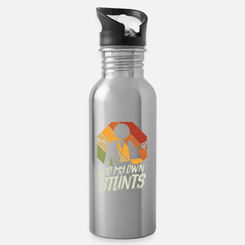 I do my own stunts Sportunfall Unfall - Trinkflasche mit integriertem Trinkhalm - Lightsilver