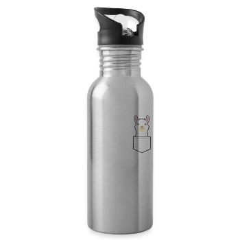 Poche de chemise alpaga drôle - Gourde avec paille intégrée - argent clair - Droite