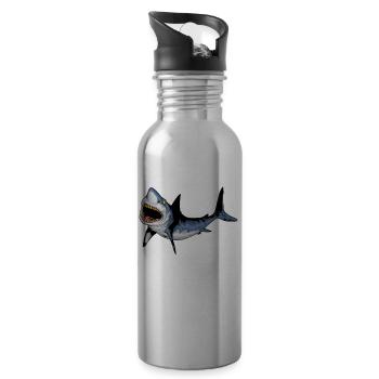 Requin prédateur Animaux marins Requin Requins Requin Blanc Motif - Gourde avec paille intégrée - argent clair - Droite