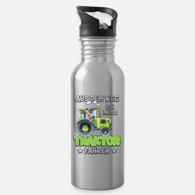 Schulkind 2020 Traktor Junge Mädchen Trecker Einsc - Trinkflasche mit integriertem Trinkhalm - Lightsilver