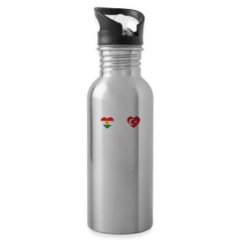 Kurdistan Türkei Kurde Geschenk - Trinkflasche mit integriertem Trinkhalm - Lightsilver - Rechts