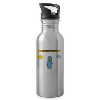 Wetterfrosch Frosch Wetterbericht Spruch - Trinkflasche mit integriertem Trinkhalm - Lightsilver - Rechts