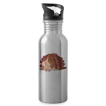 Curls de cochon d'Inde permanente cheveux longs - Gourde avec paille intégrée - argent clair - Droite