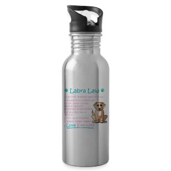 Labra-Law Funny Labrador, Labrador Gift Idea for L - Water bottle with straw - silver - Right