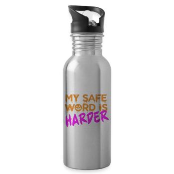 Halloween BDSM My security word is harder pap - Water bottle with straw - silver - Right