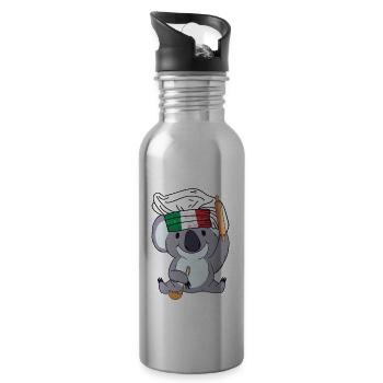 Italy Chef Koala Pizza Baker Rome Chef Kitchen - Water bottle with straw - silver - Right