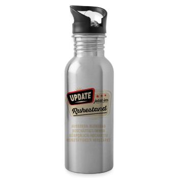 Update im Ruhestand Rentner Rente Pension Geschenk - Trinkflasche mit integriertem Trinkhalm - Lightsilver - Rechts