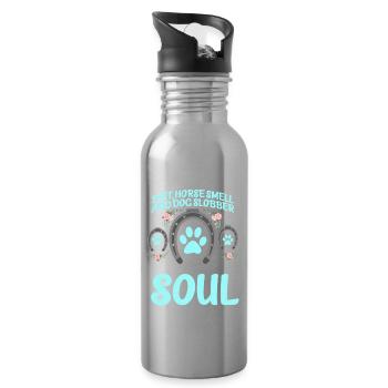 Dirt Horse Odeur Et Chien Chien Slobber Chien Chiens - Gourde avec paille intégrée - argent clair - Droite